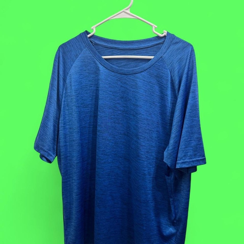 Unbranded Mens XL Blue Heathered Athletic Short Sleeve T-Shirt Raglan Gym Tee